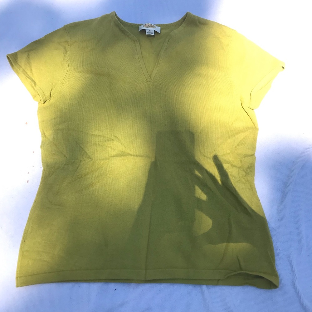 Talbots Apple green lightweight notched crew neck sweater